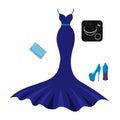 Set of fashion evening clothes with accessories