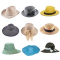 set of fashion hats isolated on white Royalty Free Stock Photo
