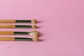 Set of Fashion Makeup Brushes on Pastel Pink background Beauty Cosmetic Makeup Product Creative Fashionable concept Cosmetics make Royalty Free Stock Photo