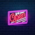 Set of fashion neon sign. Night bright signboard Open, Glowing light banner. Summer logo, emblem. Club or bar on dark