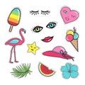 Set of fashion patch badges stickers 80s-90s style