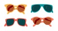 Set of fashion, summer, beach sunglasses for women. Front view of sun eyewear.