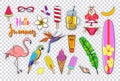 Set of fashion Summer stickers Royalty Free Stock Photo