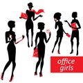 Set of fashionable business girls silhouettes on a