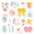 Set of fashionable children's stickers. Healthcare theme. Colorful funny labels after medical procedures. Generative Royalty Free Stock Photo