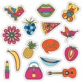 Set of fashionable cute patches elements