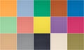 Set of fashionable pantone 10 trendy colors and 5 classic neutral colors of spring-summer 2021 season. Texture of colored paper
