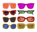 Set of fashion sunglasses vector art isolated. Royalty Free Stock Photo