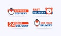 Set of fast delivery banners. Fast delivery, express and urgent shipping, services Royalty Free Stock Photo