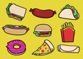 Set of fast food collection Royalty Free Stock Photo