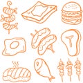 Set of fast food doodles Royalty Free Stock Photo