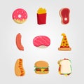 Set of fast food in flat style