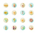Set of fast food icons on web buttons Royalty Free Stock Photo