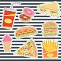 Set of fast food patches.