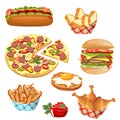 Set of fast food products Royalty Free Stock Photo