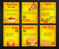 Set of fast food shop menu pages. Royalty Free Stock Photo