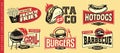 Set of fast food sign labels