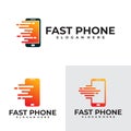 Set of fast phone logo vector design template