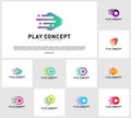 Set of Fast Play logo design concept. Play tech logo template vector. Icon Symbol