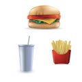 Set of fastfood icons. Vector illustration decorative background design