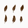 Set of bird feather icon logo Vector illustration collection Royalty Free Stock Photo