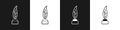 Set Feather and inkwell icon isolated on black and white background. Vector Royalty Free Stock Photo