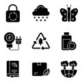 Pack of Nature and Science Solid Icons Royalty Free Stock Photo