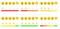 Set of feedback or quality control. Rating mood with smiles, emoji or smile face. User review of service. Vector icons