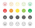 Set of feedback rating of red, orange, yellow and green emoticons, vector smile emoji in different colors