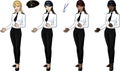 Set of 4 female airplane pilots