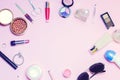 A set of female cosmetics, fashion, style, accessories, glamor, elegance. top view flat lay Royalty Free Stock Photo