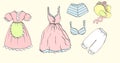 Set of female dresses and clothers for design Royalty Free Stock Photo