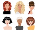 Set of female hair style. Vector collection Royalty Free Stock Photo