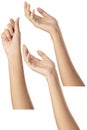 Set of female hand gestures on white Royalty Free Stock Photo