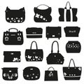 Set of female handbags with flowers Royalty Free Stock Photo