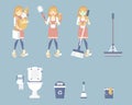 Set of female housekeeper, housewife concept