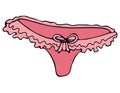 Sexy underwear for women - cute lace briefs with ruffles, vector elements in doodle style with black outline