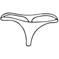 Sexy underwear for women - cute thong panties, vector elements in doodle style with black outline