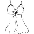 Sexy underwear for woman - negligee, peignoir, vector elements in doodle style with black outline Royalty Free Stock Photo