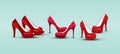 Set female shoes. cartoon icon design template with various models. vector illustration isolated on blue background Royalty Free Stock Photo