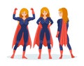 Set of female superhero in different situations and poses. Royalty Free Stock Photo