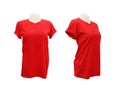Set of female tshirt template on the mannequin on white Royalty Free Stock Photo