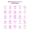 Set of 25 Feminish Christmas Flat Color Pink Icon set Royalty Free Stock Photo