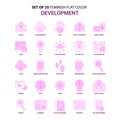 Set of 25 Feminish Development Flat Color Pink Icon set Royalty Free Stock Photo