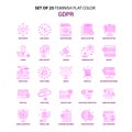 Set of 25 Feminish GDPR Flat Color Pink Icon set