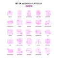 Set of 25 Feminish GDPR Flat Color Pink Icon set