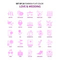 Set of 25 Feminish Love and Wedding Flat Color Pink Icon set Royalty Free Stock Photo