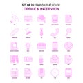 Set of 25 Feminish Office and Interview Flat Color Pink Icon set Royalty Free Stock Photo