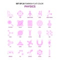 Set of 25 Feminish Physics Flat Color Pink Icon set