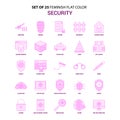 Set of 25 Feminish Security Flat Color Pink Icon set Royalty Free Stock Photo